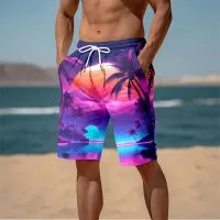 Harajuku 3D Palm Tree Beach Shorts thumbnail 3