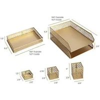Gold 6-Piece Desk Organizer Set thumbnail 5