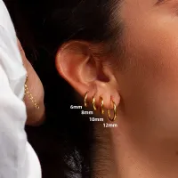 Gold Plated Huggies Earrings Set 4-Pair thumbnail 1