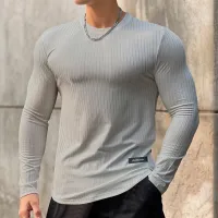 Чоловіча футболка Muscle Fit з довгим рукавом для спортзалу thumbnail 3