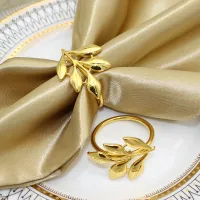 Gold Leaf Napkin Rings Set of 6 thumbnail 3