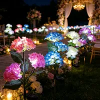3 Head Solar Hydrangea Flower Lights thumbnail 2