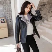 Women's PU Leather Winter Jacket thumbnail 3