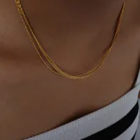 18k Gold Plated Multi-Layer Choker Necklace thumbnail 2