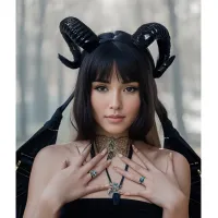 Black Demon Horn Cosplay Headdress thumbnail 2