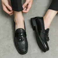Men's Leather Brogue Tassel Loafers thumbnail 6