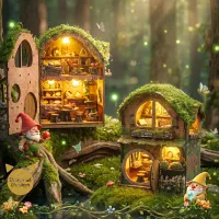 DIY Miniature Wooden Dollhouse Kit with LED thumbnail 1