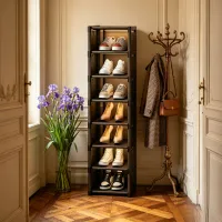 8-Tier Slim Black Shoe Rack Organizer thumbnail 3