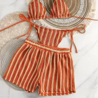 Women's 3-Piece Mesh Lace-Up Bikini Set thumbnail 1