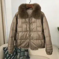 Fox Fur Collar White Down Puffer Jacket thumbnail 2