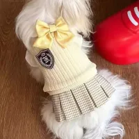 Plaid Pet Sweater with Bow Tie thumbnail 3
