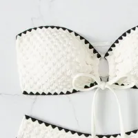White Strapless Lace-up Bikini Set thumbnail 4