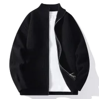 Men's Zip Up Knit Cardigan Sweater Coat thumbnail 5