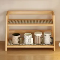 Wooden Rattan Storage Shelf Organizer thumbnail 6