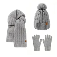 Winter Warm 3-Piece Knit Set with Touch Screen Gloves thumbnail 6