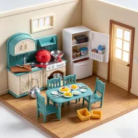 1:12 Dollhouse Furniture Bathroom & Living Room Set thumbnail 1