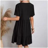 Summer Peplum V-Neck Ruffle Dress thumbnail 6