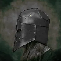Medieval Knight Leather Helmet Mask thumbnail 2
