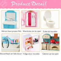 1:12 Dollhouse Furniture Bathroom & Living Room Set thumbnail 3