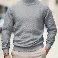 Men's Mock Neck Knit Pullover Sweater thumbnail 4