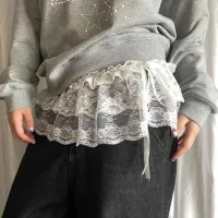 Korean Lace Layered Gauze Mini Skirt thumbnail 5