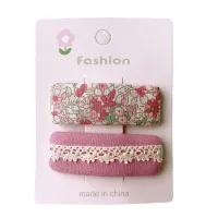Pink Boho Hair Set - Floral Bow Clip & Scrunchie thumbnail 5