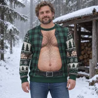 Lumberjack Dad Bod Ugly Christmas Sweater thumbnail 3