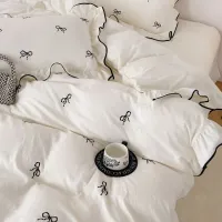 Bow Embroidery Ruffles Duvet Cover Set thumbnail 3