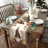 Autumn Plaid Elf Pumpkin Table Runner thumbnail 4