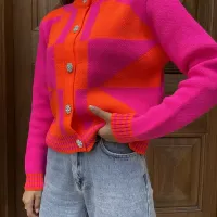 Women's Plaid Colorblock Plus-Size Cardigan thumbnail 5