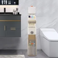Slim Bathroom Storage Cabinet with Wheels thumbnail 4