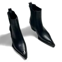 Luxury Designer Pointed Toe Chelsea Ankle Boots thumbnail 4