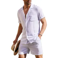 Men's Cotton Linen Shirt & Shorts Set thumbnail 2