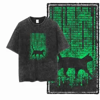 COOLMIND DB Cat Graphic Acid Wash Tee thumbnail 6