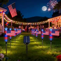 Solar American Flag Stake Lights thumbnail 2
