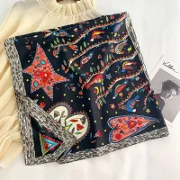 Luxury Tree Print Silk Scarf 90x90cm thumbnail 1