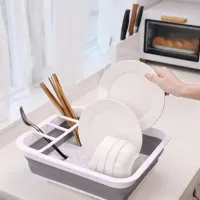 Foldable Dish Drying Rack with Drainboard thumbnail 4