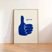 Retro Thumbs Up Blue Canvas Art Print thumbnail 2