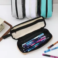 Large Capacity Cute ship Double Zipper Pencil Case Color Block Stationery Organizer Pencil Pouch Student Back To School Supplies thumbnail 5
