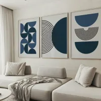 Navy Blue Botanical Wall Art Set of 3 thumbnail 3