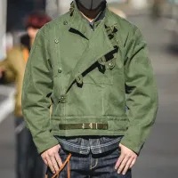 Maden Retro Green Canvas Bomber Jacket thumbnail 2