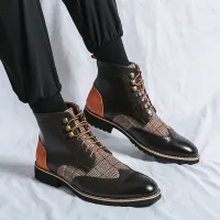Retro Black Brogue High-Top Boots thumbnail 3