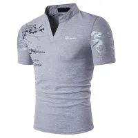 Men's Graphic Print V-Neck Polo Shirt thumbnail 3