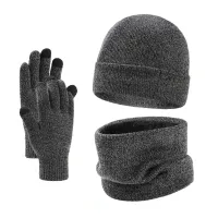 Men's Winter Beanie Scarf Gloves Set thumbnail 1