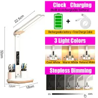 LED Clock Desk Lamp with USB Charger thumbnail 5