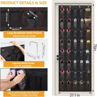 40-Pocket Over Door Shoe Organizer thumbnail 3