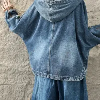 Women's Oversized Hooded Denim Jacket thumbnail 2