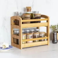 2-Tier Bamboo Spice Rack Organizer thumbnail 2