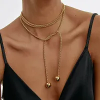 18K Gold Plated Multi-Layer Ball Pendant Necklace thumbnail 3