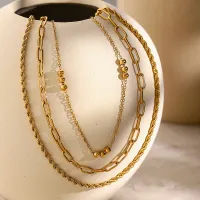 18K Gold Plated Layered Chain Necklace thumbnail 6